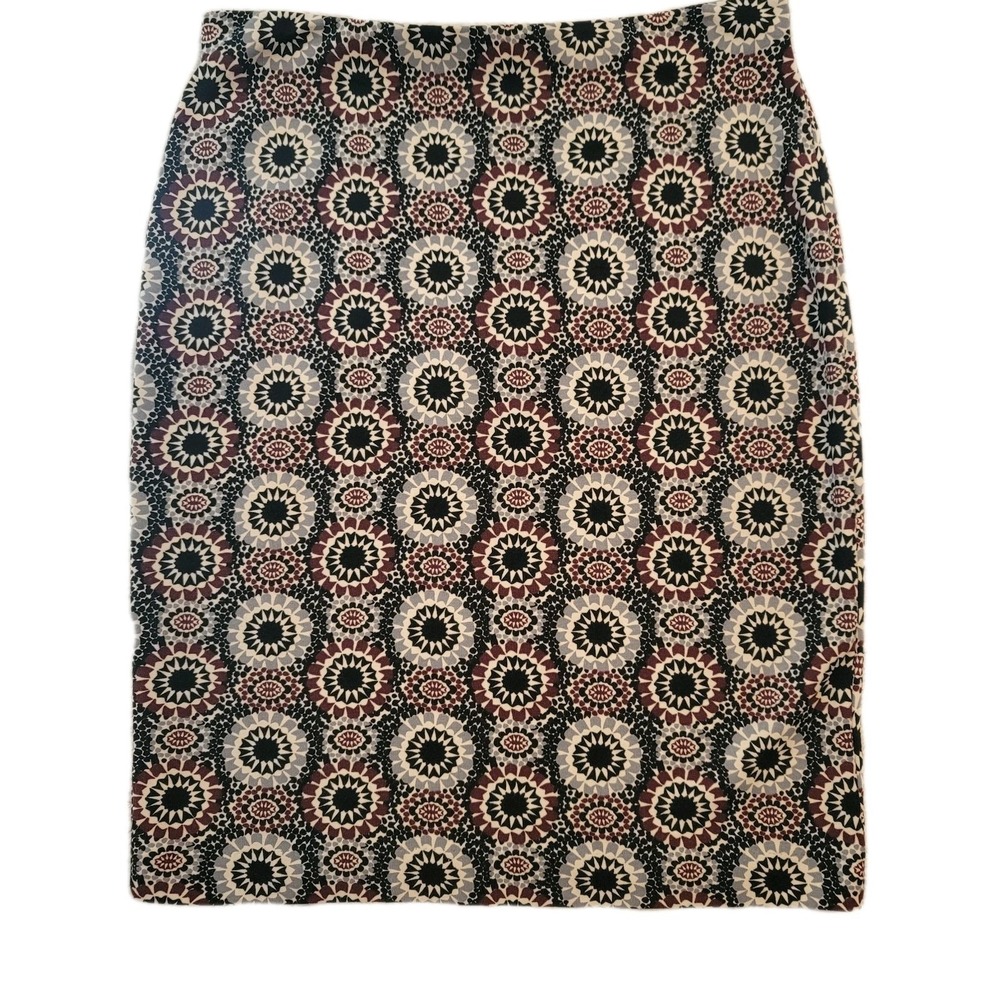 Ann Taylor 8 Pencil Skirt Black Gray Burgundy Stretch Knee Length Women's work